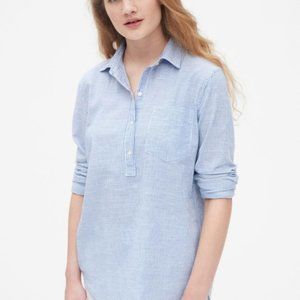 GAP 100% Cotton Boyfriend Popover Blue & White Striped Shirt, M